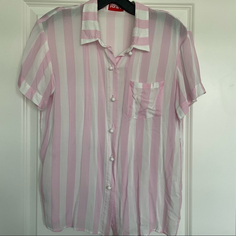 Solid & Striped Pink and White Stripe Button Down Shirt L